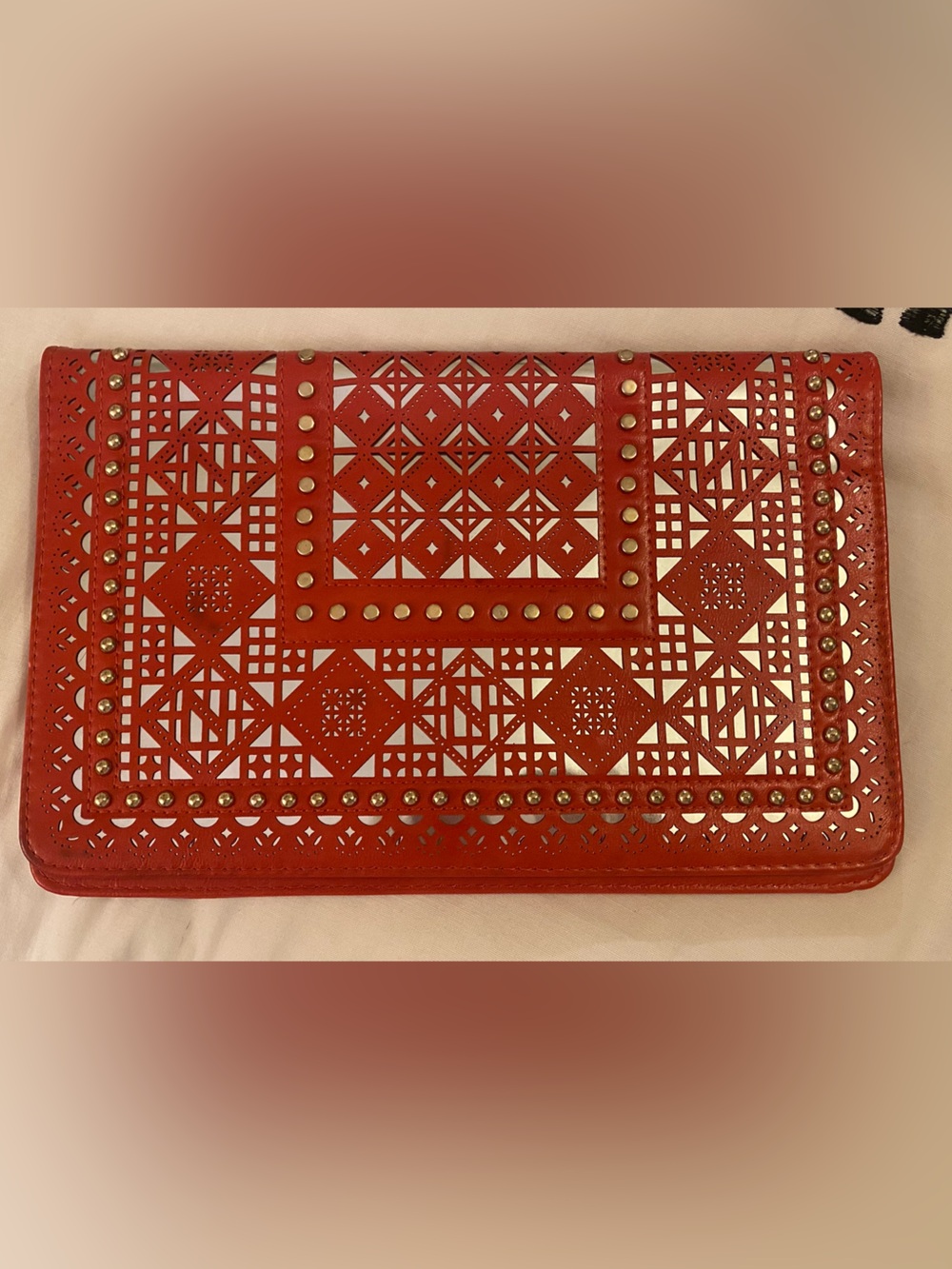 MMS Design Studio Orange Logo Accent Wristlet
